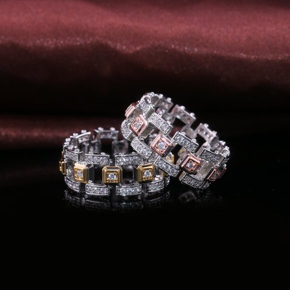 "Unisex Hollow Design Sport Casual Style Rose Gold Plated Ring, - Picture 2 of 2